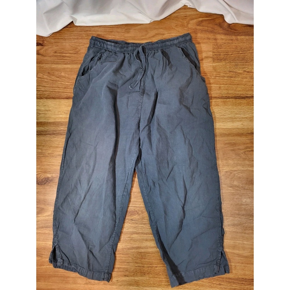 Ragton USA Womens Capris Pants XL Blue High Rise‎ Skimmer Drawstring Vintage